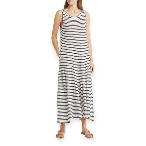 Caslon Stripe Cotton Blend Maxi Dress NWT - Picture 1 of 5